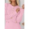 MEROKEETY Women’s Fall 2026 Long Sleeve Bodycon Sweater Dress Button Crew Neck Winter Formal Mini Dresses(Light Pink)
