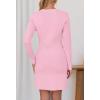 MEROKEETY Women’s Fall 2026 Long Sleeve Bodycon Sweater Dress Button Crew Neck Winter Formal Mini Dresses(Light Pink)