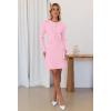 MEROKEETY Women’s Fall 2026 Long Sleeve Bodycon Sweater Dress Button Crew Neck Winter Formal Mini Dresses(Light Pink)