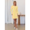 MEROKEETY Women’s Fall 2026 Long Sleeve Bodycon Sweater Dress Button Crew Neck Winter Formal Mini Dresses(Light Yellow)