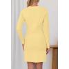MEROKEETY Women’s Fall 2026 Long Sleeve Bodycon Sweater Dress Button Crew Neck Winter Formal Mini Dresses(Light Yellow)