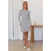 MEROKEETY Women’s Fall 2026 Long Sleeve Bodycon Sweater Dress Button Crew Neck Winter Formal Mini Dresses(Lightgrey)
