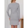 MEROKEETY Women’s Fall 2026 Long Sleeve Bodycon Sweater Dress Button Crew Neck Winter Formal Mini Dresses(Lightgrey)