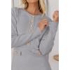 MEROKEETY Women’s Fall 2026 Long Sleeve Bodycon Sweater Dress Button Crew Neck Winter Formal Mini Dresses(Lightgrey)