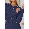 MEROKEETY Women’s Fall 2026 Long Sleeve Bodycon Sweater Dress Button Crew Neck Winter Formal Mini Dresses(Navy)
