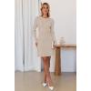 MEROKEETY Women’s Fall 2026 Long Sleeve Bodycon Sweater Dress Button Crew Neck Winter Formal Mini Dresses(Oatmeal)
