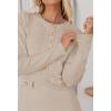 MEROKEETY Women’s Fall 2026 Long Sleeve Bodycon Sweater Dress Button Crew Neck Winter Formal Mini Dresses(Oatmeal)