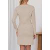 MEROKEETY Women’s Fall 2026 Long Sleeve Bodycon Sweater Dress Button Crew Neck Winter Formal Mini Dresses(Oatmeal)