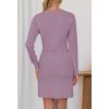 MEROKEETY Women’s Fall 2026 Long Sleeve Bodycon Sweater Dress Button Crew Neck Winter Formal Mini Dresses(Taro)