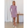MEROKEETY Women’s Fall 2026 Long Sleeve Bodycon Sweater Dress Button Crew Neck Winter Formal Mini Dresses(Taro)