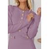 MEROKEETY Women’s Fall 2026 Long Sleeve Bodycon Sweater Dress Button Crew Neck Winter Formal Mini Dresses(Taro)