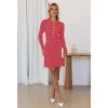MEROKEETY Women’s Fall 2026 Long Sleeve Bodycon Sweater Dress Button Crew Neck Winter Formal Mini Dresses(Watermelon)