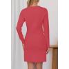 MEROKEETY Women’s Fall 2026 Long Sleeve Bodycon Sweater Dress Button Crew Neck Winter Formal Mini Dresses(Watermelon)