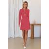 MEROKEETY Women’s Fall 2026 Long Sleeve Bodycon Sweater Dress Button Crew Neck Winter Formal Mini Dresses(Watermelon)