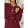 MEROKEETY Women’s Fall 2026 Long Sleeve Bodycon Sweater Dress Button Crew Neck Winter Formal Mini Dresses(Wine)