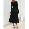 MEROKEETY Women’s Fall Dresses 2025 Long Sleeve Square Neck Elegant Classy Winter Cocktail Wedding Guest Midi Dress(Black)