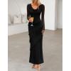 MEROKEETY Women’s Fall Floral Long Sleeve Maxi Dress 2026 Cowl Neck Wedding Guest Ruffle Mesh Cocktail Bodycon Formal Dresses(Black)