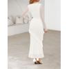 MEROKEETY Women’s Fall Floral Long Sleeve Maxi Dress 2026 Cowl Neck Wedding Guest Ruffle Mesh Cocktail Bodycon Formal Dresses(White)