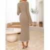 MEROKEETY Women’s Fall Long Bell Sleeve Sweater Dress 2025 Elegant Bodycon Color Block Knit Midi Maxi Dresses(Khaki)
