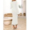 MEROKEETY Women’s Fall Long Bell Sleeve Sweater Dress 2025 Elegant Bodycon Color Block Knit Midi Maxi Dresses(White)