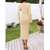 MEROKEETY Women’s Fall Long Sleeve Sweater Dress 2025 Bodycon Square Neck Ruffle Ribbed Knit Midi Dresses(Apricot)