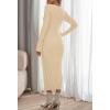 MEROKEETY Women’s Fall Long Sleeve Sweater Dress Casual Ribbed Knit Slim Fit Bodycon Maxi Dresses(Apricot)