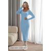 MEROKEETY Women’s Fall Long Sleeve Sweater Dress Casual Ribbed Knit Slim Fit Bodycon Maxi Dresses(Lightblue)