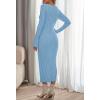 MEROKEETY Women’s Fall Long Sleeve Sweater Dress Casual Ribbed Knit Slim Fit Bodycon Maxi Dresses(Lightblue)