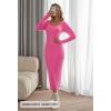 MEROKEETY Women’s Fall Long Sleeve Sweater Dress Casual Ribbed Knit Slim Fit Bodycon Maxi Dresses(Rose)