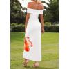MEROKEETY Women’s Floral Off Shoulder Maxi Dresses 2025 Sexy High Split Cocktail Wedding Guest Dress(Orange)