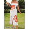 MEROKEETY Women’s Floral Off Shoulder Maxi Dresses 2025 Sexy High Split Cocktail Wedding Guest Dress(Orange)