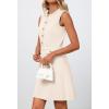 MEROKEETY Women’s Formal Work Mini Dress Casual Summer Sleeveless Elegant Button Bussiness Office Outfits