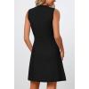 MEROKEETY Women’s Formal Work Mini Dress Casual Summer Sleeveless Elegant Button Bussiness Office Outfits(Black)