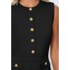 MEROKEETY Women’s Formal Work Mini Dress Casual Summer Sleeveless Elegant Button Bussiness Office Outfits(Black)
