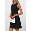 MEROKEETY Women’s Formal Work Mini Dress Casual Summer Sleeveless Elegant Button Bussiness Office Outfits(Black)