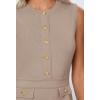 MEROKEETY Women’s Formal Work Mini Dress Casual Summer Sleeveless Elegant Button Bussiness Office Outfits(Cashmere)