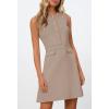 MEROKEETY Women’s Formal Work Mini Dress Casual Summer Sleeveless Elegant Button Bussiness Office Outfits(Cashmere)