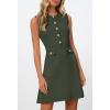 MEROKEETY Women’s Formal Work Mini Dress Casual Summer Sleeveless Elegant Button Bussiness Office Outfits(Green)