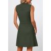 MEROKEETY Women’s Formal Work Mini Dress Casual Summer Sleeveless Elegant Button Bussiness Office Outfits(Green)