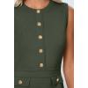 MEROKEETY Women’s Formal Work Mini Dress Casual Summer Sleeveless Elegant Button Bussiness Office Outfits(Green)