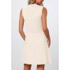 MEROKEETY Women’s Formal Work Mini Dress Casual Summer Sleeveless Elegant Button Bussiness Office Outfits(Ivory)