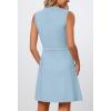 MEROKEETY Women’s Formal Work Mini Dress Casual Summer Sleeveless Elegant Button Bussiness Office Outfits(Lightblue)