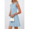 MEROKEETY Women’s Formal Work Mini Dress Casual Summer Sleeveless Elegant Button Bussiness Office Outfits(Lightblue)