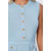 MEROKEETY Women’s Formal Work Mini Dress Casual Summer Sleeveless Elegant Button Bussiness Office Outfits(Lightblue)