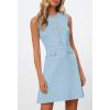 MEROKEETY Women’s Formal Work Mini Dress Casual Summer Sleeveless Elegant Button Bussiness Office Outfits(Lightblue)