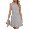 MEROKEETY Women’s Formal Work Mini Dress Casual Summer Sleeveless Elegant Button Bussiness Office Outfits(Lightgrey)