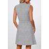 MEROKEETY Women’s Formal Work Mini Dress Casual Summer Sleeveless Elegant Button Bussiness Office Outfits(Lightgrey)
