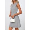 MEROKEETY Women’s Formal Work Mini Dress Casual Summer Sleeveless Elegant Button Bussiness Office Outfits(Lightgrey)