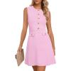 MEROKEETY Women’s Formal Work Mini Dress Casual Summer Sleeveless Elegant Button Bussiness Office Outfits(Lightpink)