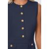 MEROKEETY Women’s Formal Work Mini Dress Casual Summer Sleeveless Elegant Button Bussiness Office Outfits(Navy)